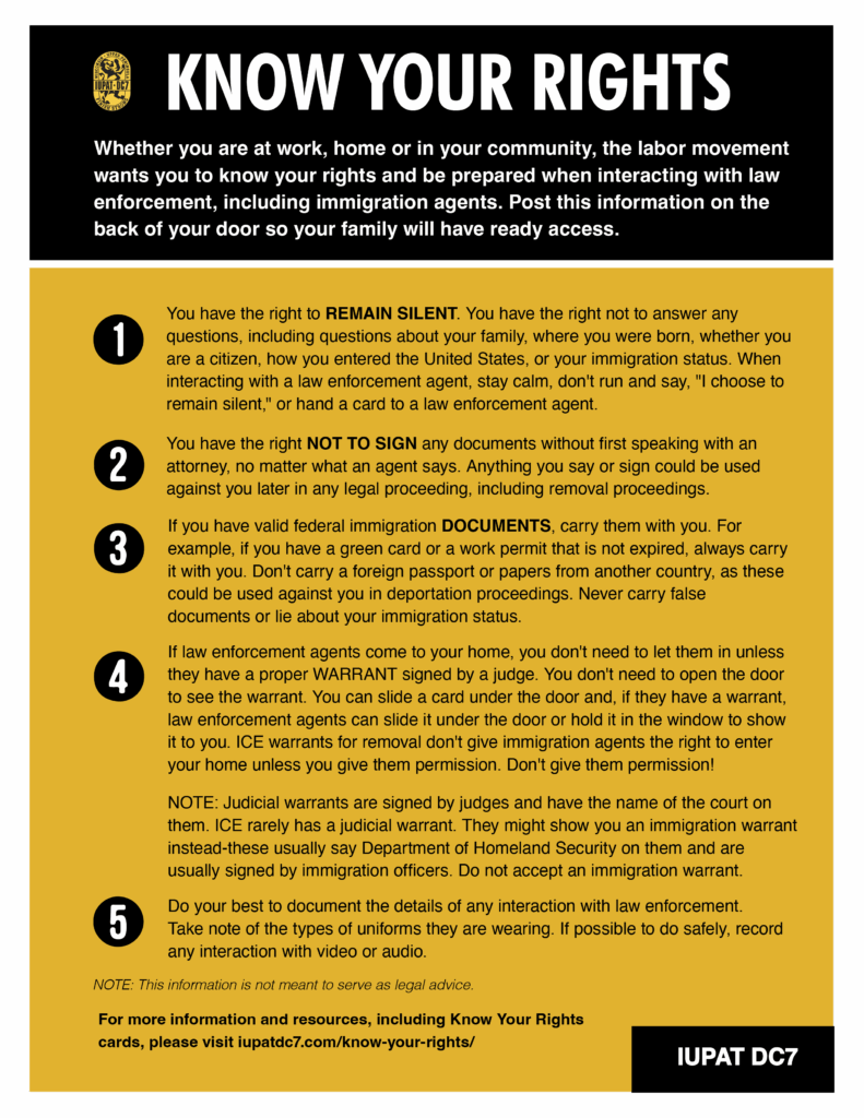 Know Your Rights English yellow